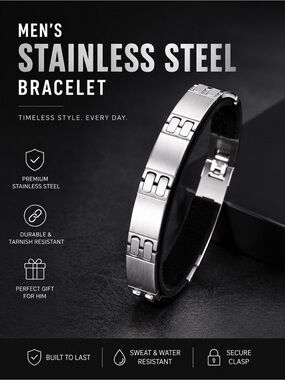 Men’s Stainless Steel Link Bracelet – Silver Tone | Sleek Modern Style